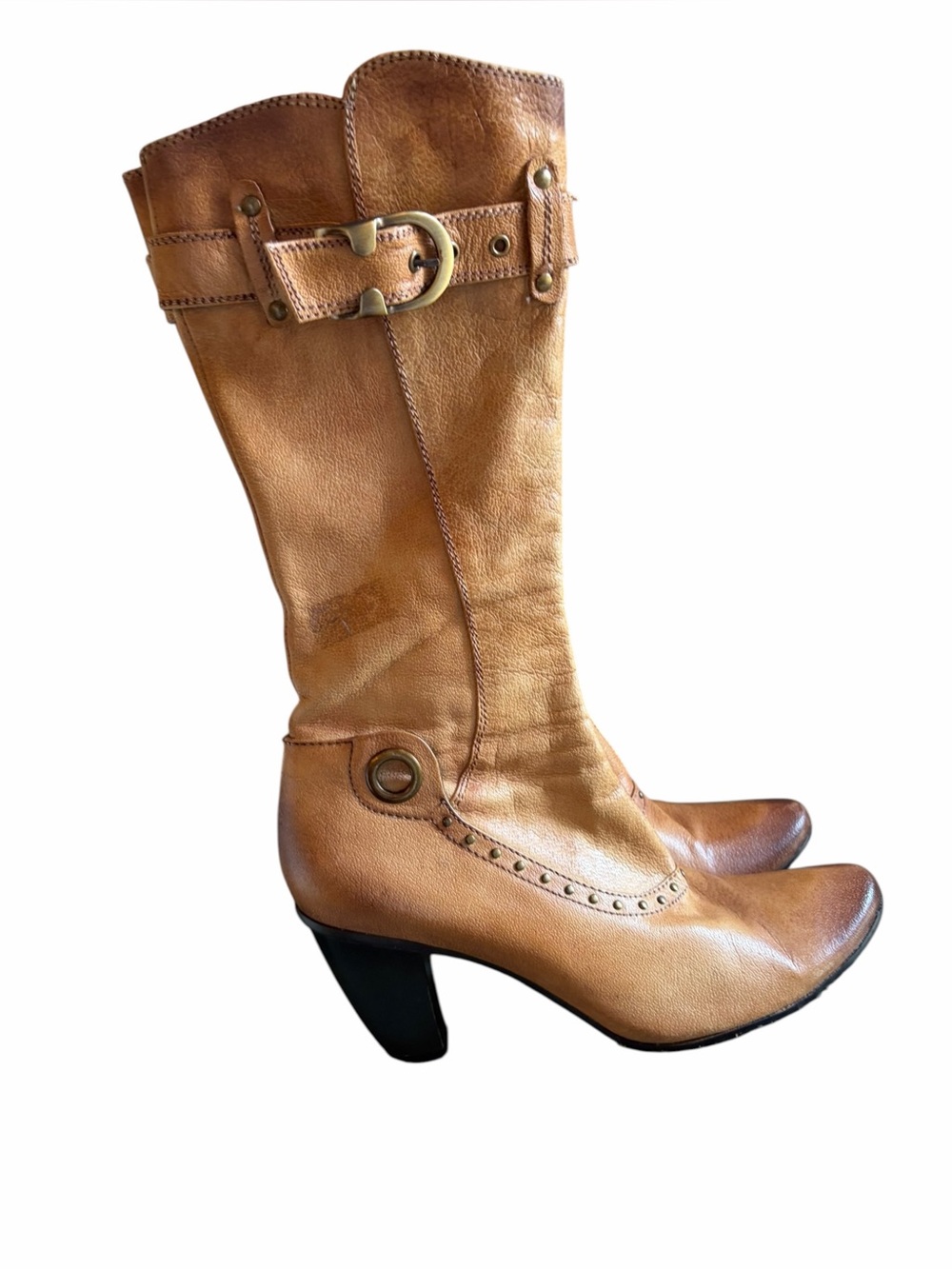 Veesy Vintage Tan Leather Boots Whitchycore Whimsigoth Fairycore - Picture 1 of 14